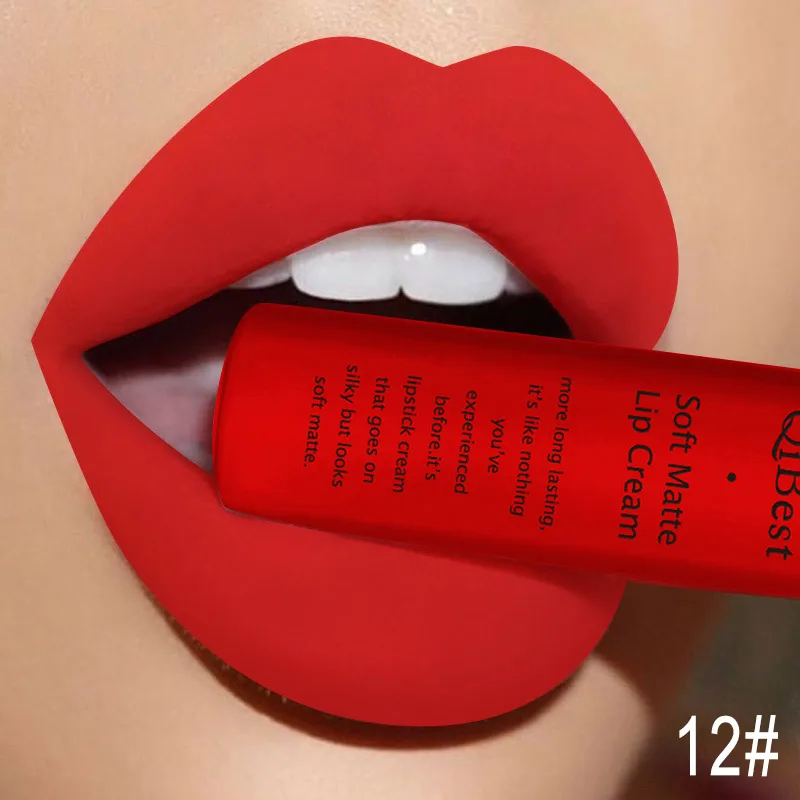 Brand 34 colors Lip Gloss Long Lasting Red Lips Matte Lipstick Liquid Lip Tint Cosmetic Nude Velvet Lipstick Matte Lip Makeup - Цвет: Q1617-12