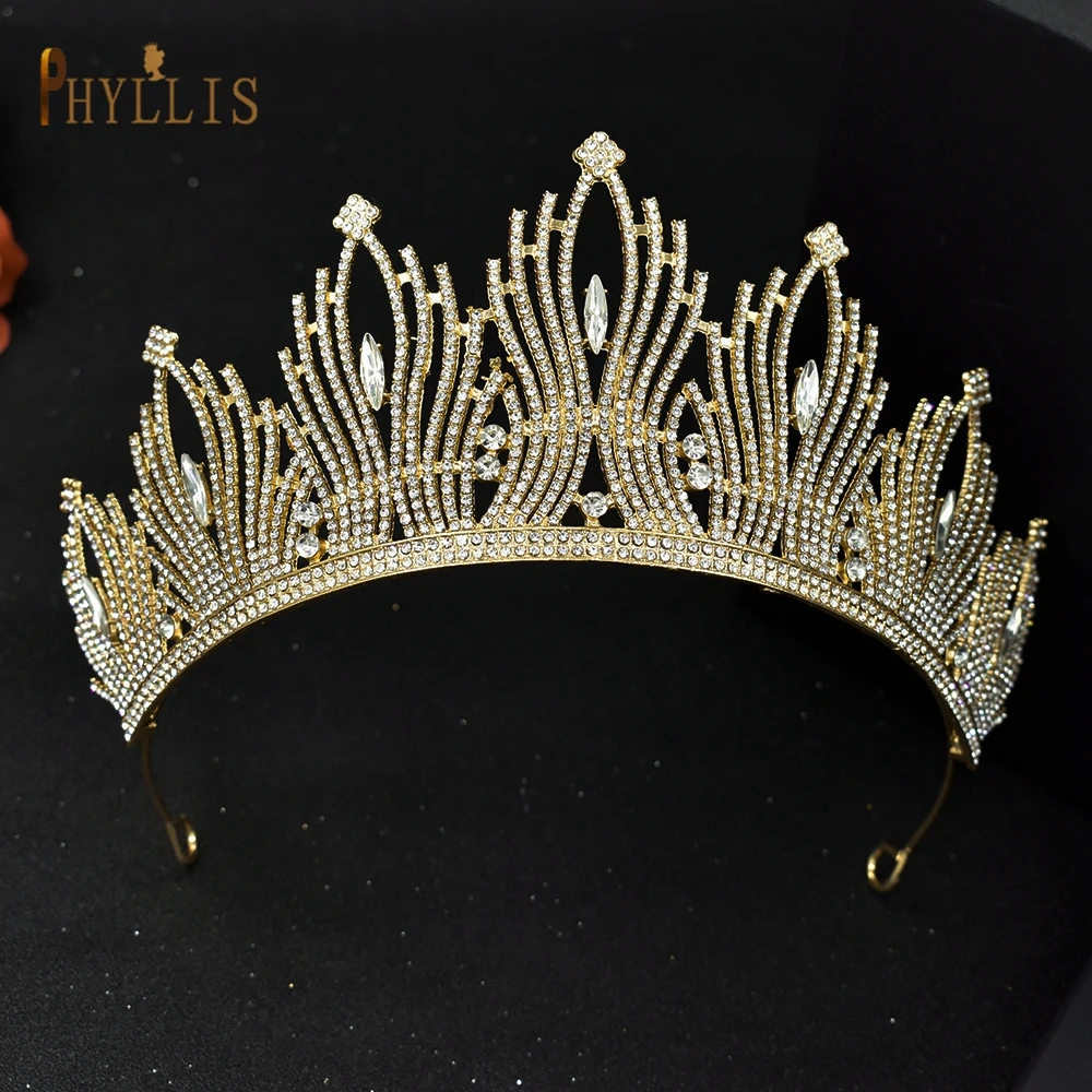 Bridal Headwear Rhinestone Tiara Pageant Birthday Crowns Wedding Headpiece Alloy Women Earring Necklace Jewelry Sets Accessories