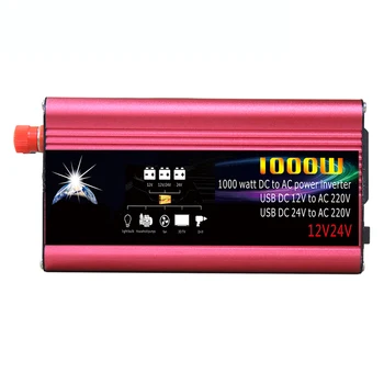 

Universal Car Power Inverter LED Indicator Power Converter Intelligent Cooling Modified Sine Wave 1000W DC 12V/24V to 220V AC