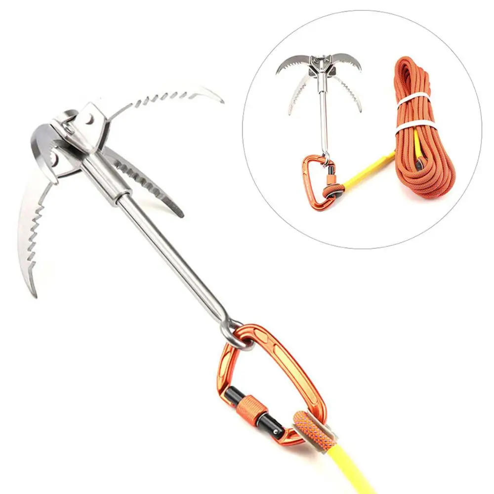 New Outdoor Climbing Stainless Steel Grappling Hook with 4 Folding Claws  for Camping Hiking Survival Tree Rock Mountain Climbing - AliExpress