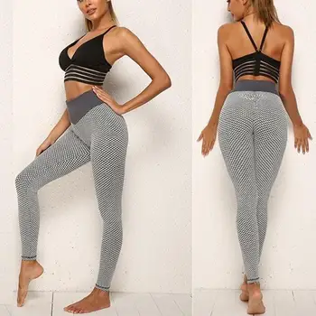 

Fashion High Waist Pants Women Elastic Leggings Sliming Yoga Pilates Fitness Sport Pants