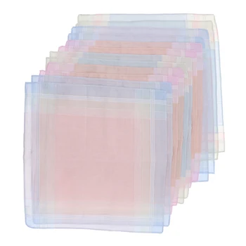 

12pcs/set 100% Cotton Square Plaid Handkerchief Hanky Wedding Party Dinner Hankie Sweat Absorb for Men Women Girls Kids Seniors