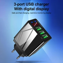 USB зарядное устройство адаптер QC3.0 светодиодный дисплей ЕС США штекер Адаптер 3.1A Быстрая зарядка смарт мобильный телефон быстрое зарядное устройство