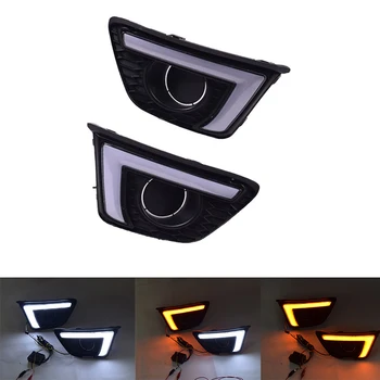 

2Pcs Auto DRL 12V LED Daytime Running Light Turn Signal Day Light Fog Lamp Waterproof For Honda Jazz Fit 2014 2015 2016 2017