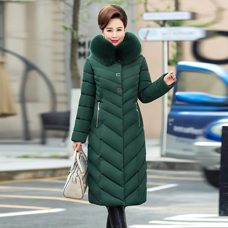 

Cotton-padded Clothes Women's Mid-length over-the-Knee Korean-style Winter New Style 2019 Cotton Coat Middle-aged Women Dress La