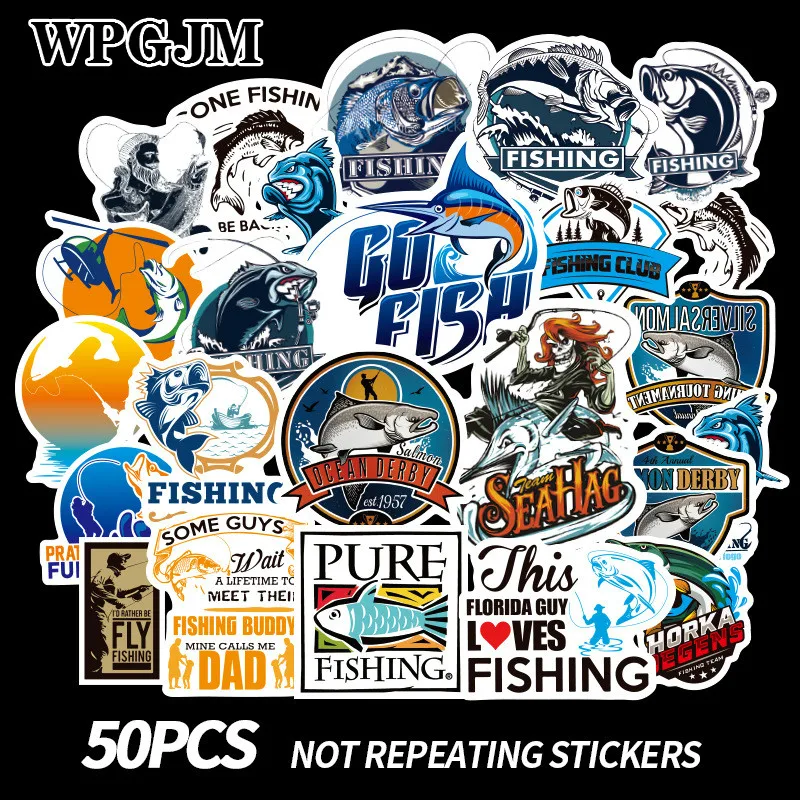 50PCS 50 шт. забавная наклейка для рыбалки в рыбацком стиле s для ноутбука, чемодана, морозильника, виниловая Автомобильная наклейка «сделай сам», декоративная Автомобильная наклейка «Доберман» - Цвет: 50PCS
