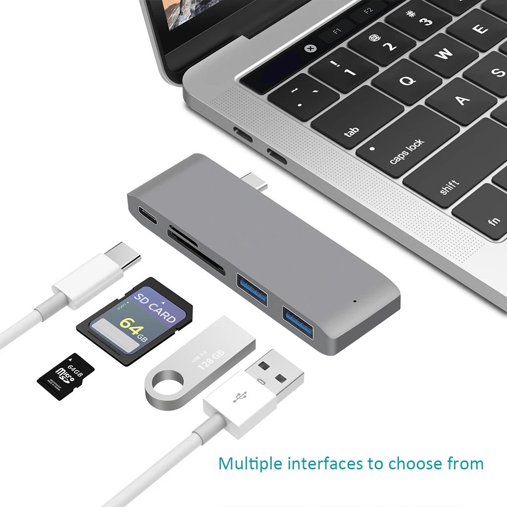 Продажа 5 в 1 высокоскоростной font b USB b font C 3,1 type C концентратор питания PD power font b USB b font 3,0 комбо разветвитель SD TF кардридер для MacBook 12 дюймов Dell