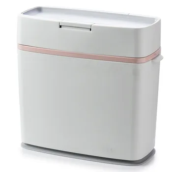 

2020 New Japanese Bathroom Corner Trash Bin Space Saving Kitchen Storage Bucket Rectangle Plastic Garbage Can Press Open Dustbin