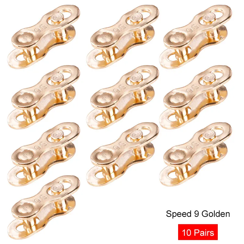 9S Golden 10 Pair Инструмент для демонтажа цепи велосипеда(быстроразъемные пряжки 1/5/детские носки по 10 пар в одной для детей 6/7 на возраст 8, 9, 10, 11, Скорость планка цепи соединительных звеньев цепей сплава Сталь Никель покрытая серебром г - Цвет: 9S Golden 10 Pair