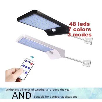 

48 LED Solar Light LED Wall Lamp PIR Sensor Motion 4 Modes Emergency Lights With Adjustable Pole for Garden Outdoor Lighting rem