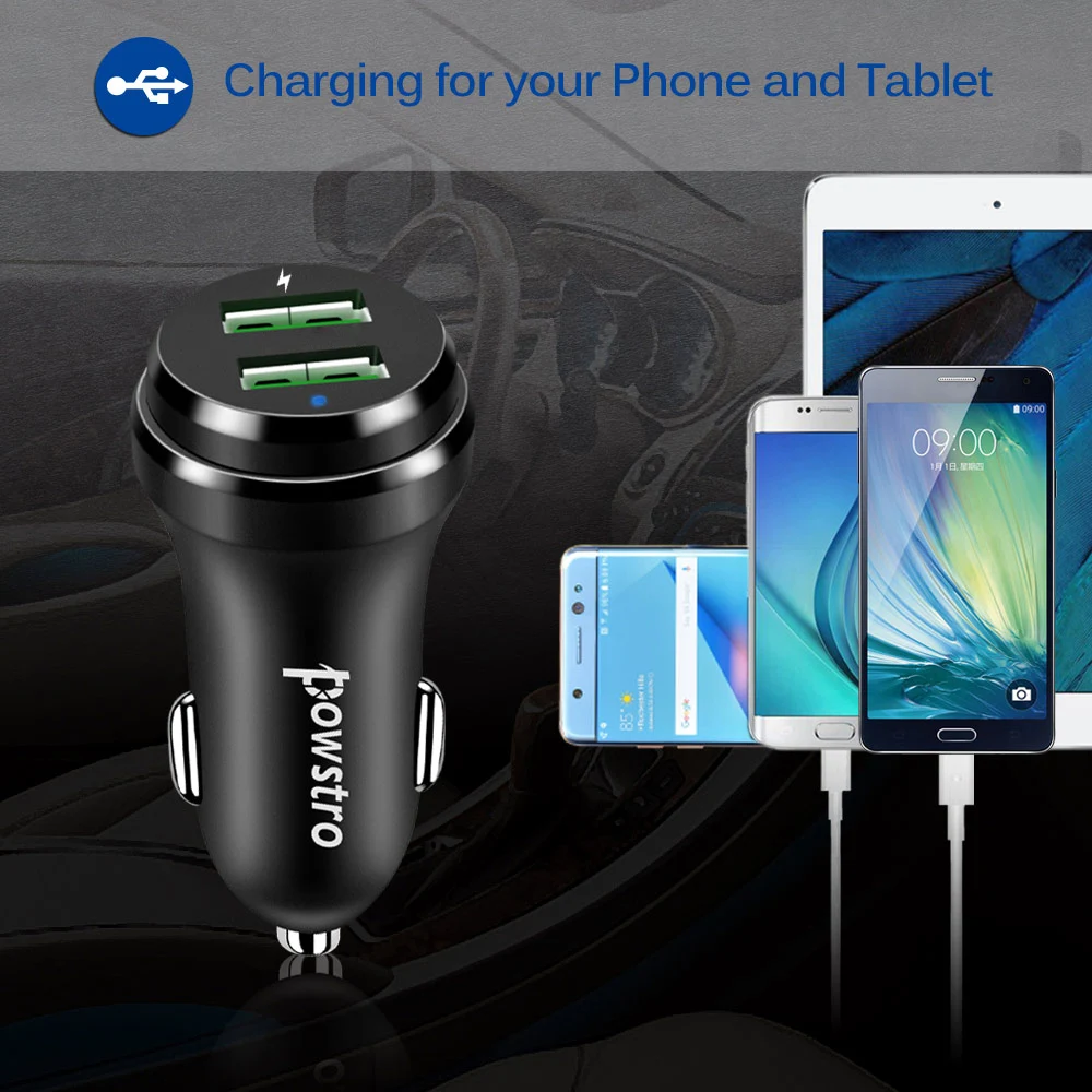 Автомобильное мини-зарядное устройство с двумя usb-портами, светодиодный дисплей, универсальное автомобильное зарядное устройство для мобильного телефона Xiaomi, samsung S8, IPhone 6, 6s, 7, 8 Plus, планшет