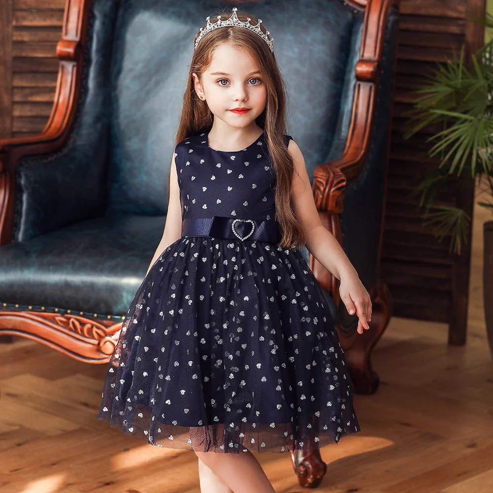  Outfits Party Sleeveless Gown Dress Kid Dots Prints