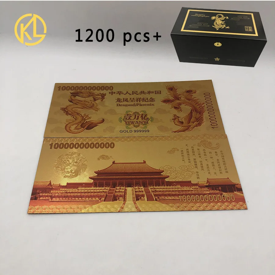 100 pcs YIWANYI Gold Foil Banknotes Chinese Dragon and Phoenix banknote for gift 
