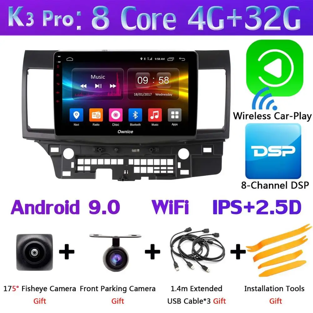 K3 Pro CarPlay Панорамная камера на 360 ° Android 9,0 8 ядерный 4G+ 64G gps Navi Радио CarPlay DSP плеер для Mitsubishi Lancer EX 10 CY 2010 - Цвет: K3 Pro CarPlay
