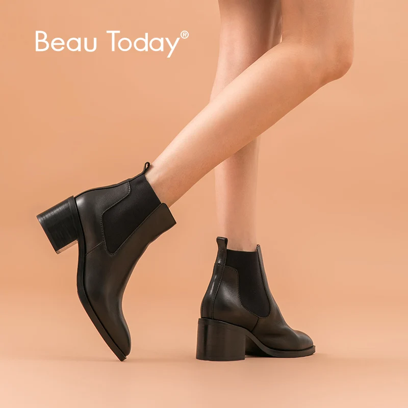 Ботинки Челси BeauToday женские из натуральной телячьей кожи с острым носком и