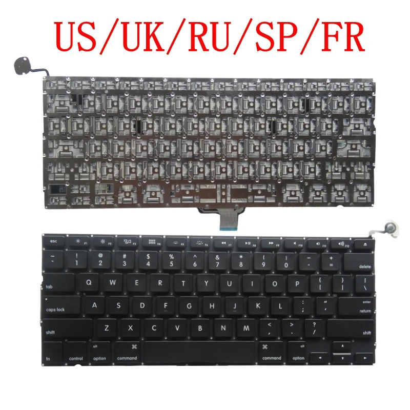 

США/Великобритания/RU/SP/FR Клавиатура для ноутбука Новая 2009-2012 для Apple Macbook Pro A1278 Замена