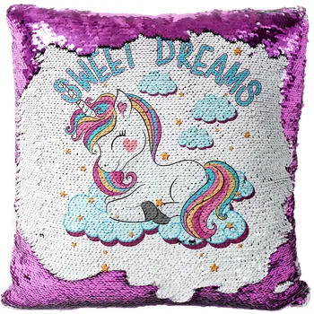 

Super Shining Magical Unicorn Mermaid Cushion Cover with Sequins Reversible Color Changing Pillow Case Pillow Cover for Seat Car