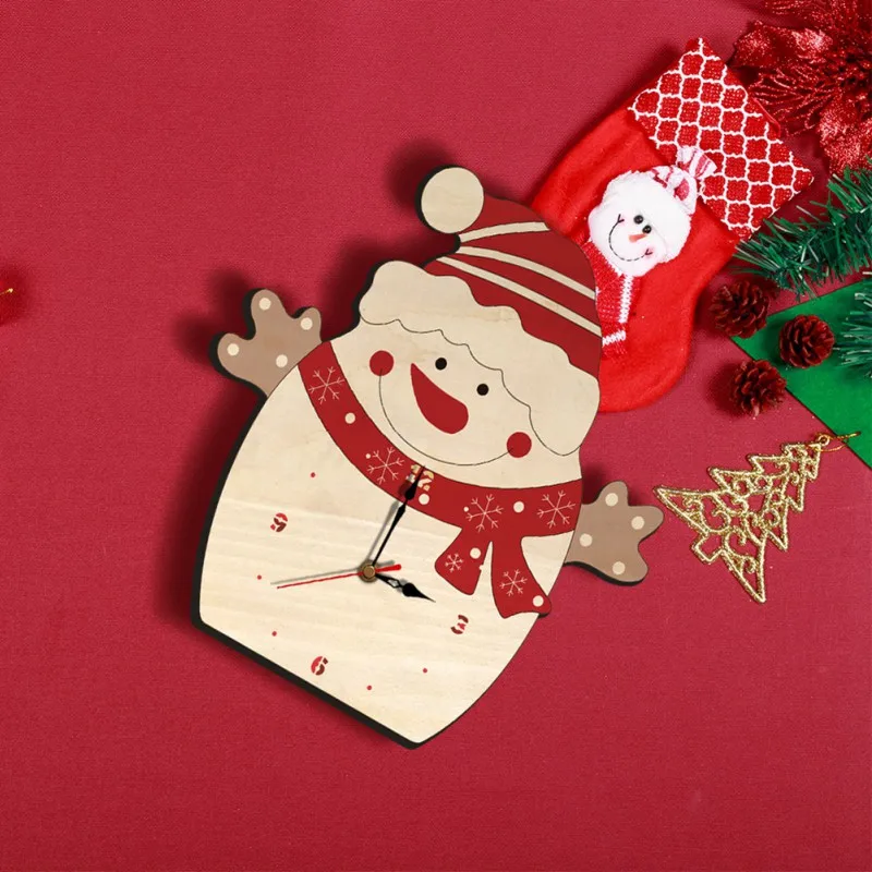Мультяшные акриловые настенные часы Рождественская тема настенные часы без тиканья бесшумные часы домашний декор для гостиной спальни AXIR