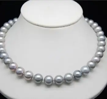 

Fashion jewelry Free Shipping HUGE 18"AAA ROUND 9-10MM PERFECT SOUTH SEA GENUINE GRAY PEARL NECKLACE 14k/20