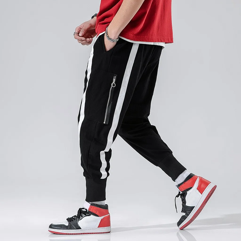 SAGACE, модные мужские брюки для работы, высокая видимость, в целом, мужские Лоскутные Повседневные Брюки с карманами, свободные брюки