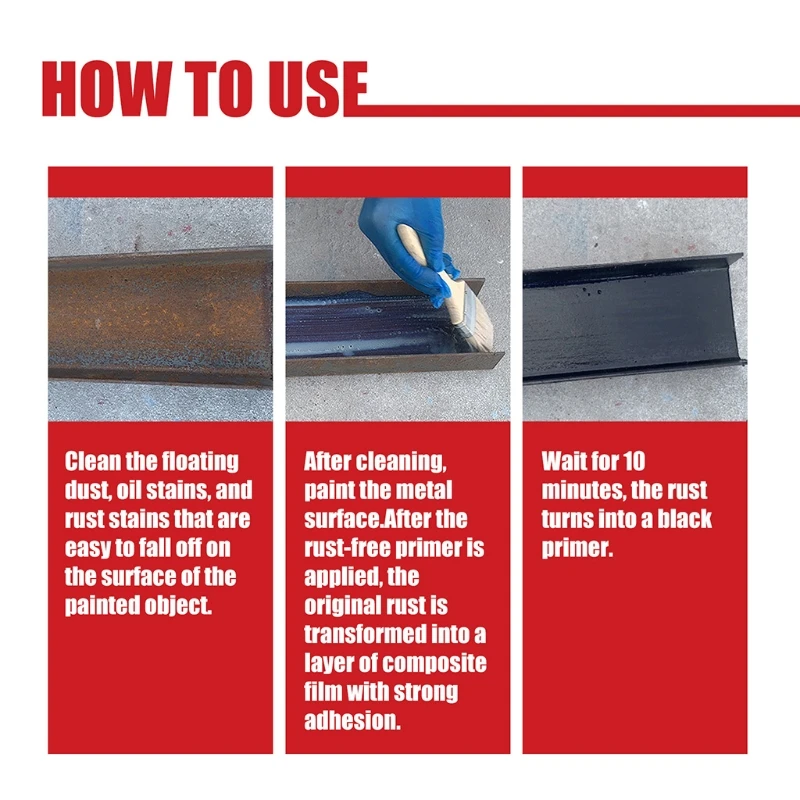 Universal Rust Remover Water-based Metallic Paint Metal Rust Conversion Agent Self Etching Primer Good Adhesion 100g