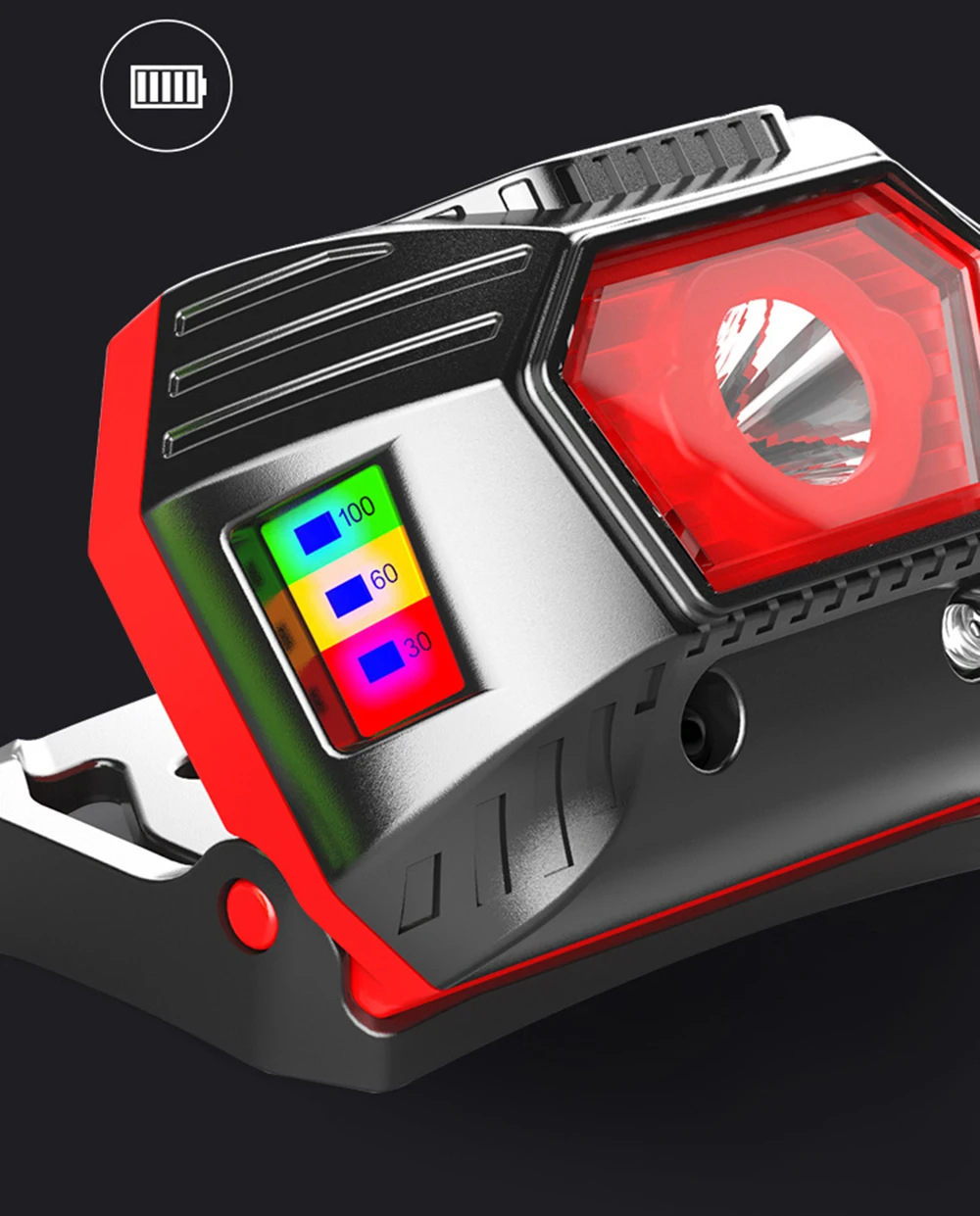 Светодиодный мини-налобный фонарь с инфракрасным датчиком и дисплеем батареи, USB Перезаряжаемый водонепроницаемый ночной ходовой фонарь для рыбалки