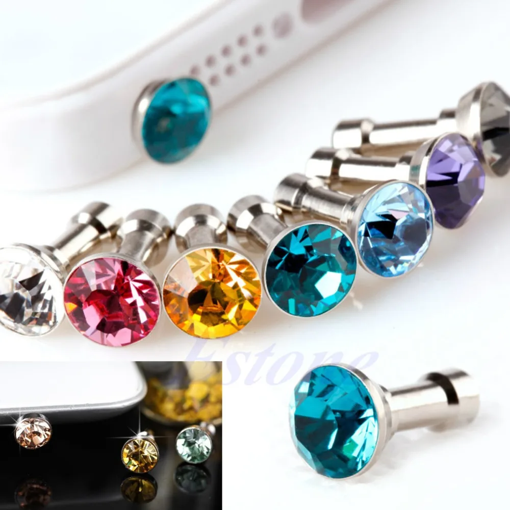 

100Pcs 3.5mm Bling Anti Dust Crystal Earphone Plug Stopper Cap For iPhone and Samsung