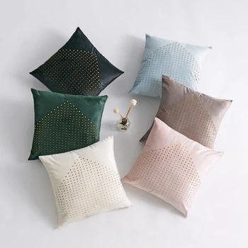 

Light Luxury European Dutch Velvet Golden Hot Drilling Pillowcase Cafe Hotel Sofa Bed Cushion Cover Home Living Room Decoration