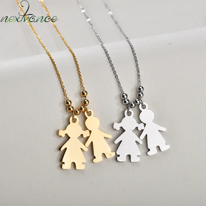 

Nextvance Boy Girl Lover Engrave Name Date Necklace Figure Nameplate Pendant Top Quality for Baby Birthday Anniversary Gift
