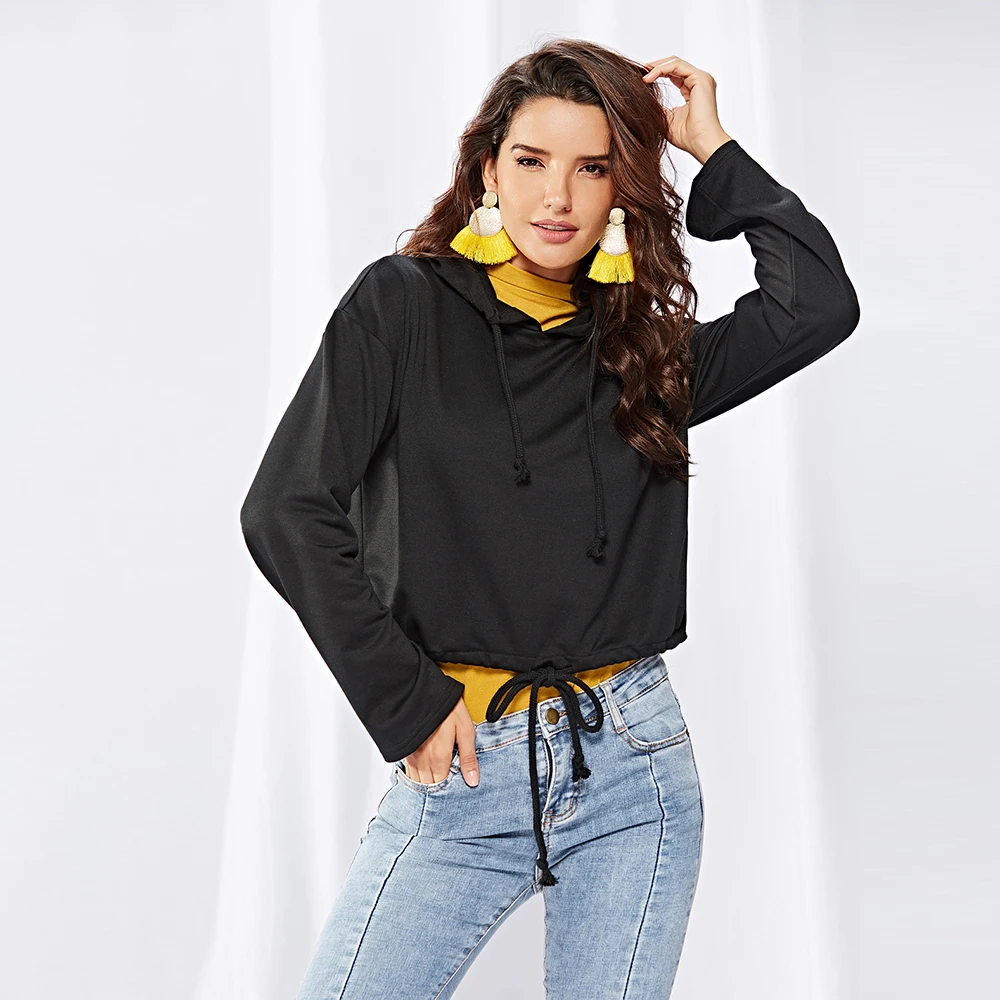 

Unicorn Kpop 2019 Polyester Casual Hot New Hooded Autumn And Winter Long-sleeved Hoodies Lacing Women's Clothing Women Clothes