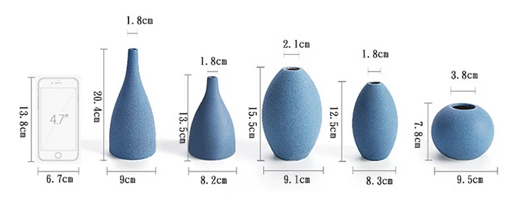 Europe small vase Grind glaze ceramics Black blue Grey vases Flower arts and crafts home decoration accessories modern