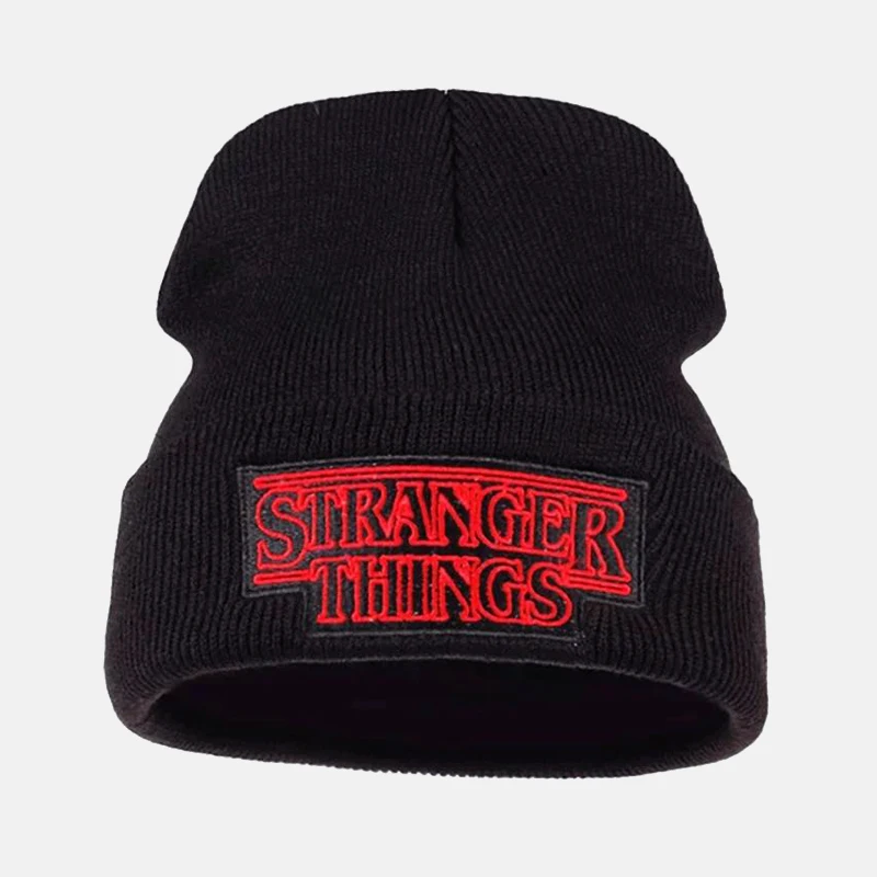 Шапка с вышивкой, шапка, зимняя теплая шапка Skullie для мужчин и женщин, вязаная шапка в стиле хип-хоп, вязаная теплая зимняя шапка унисекс, черный и белый цвета, подарки для косплея - Цвет: Black