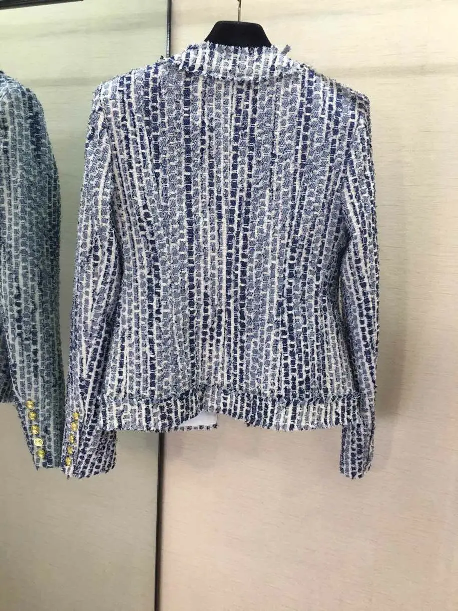 8.13 women's new style vintage double-breasted fashion plaid jacket+Double breasted Plaid skirt
