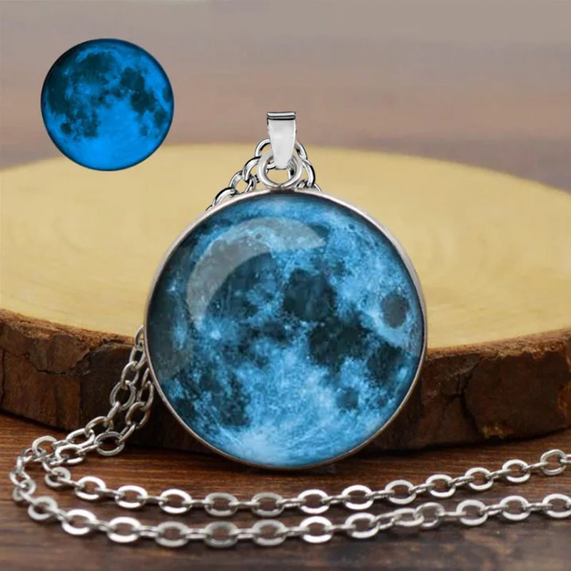 Glow in the Dark Pendant Necklace Luminous Star Series Moon Planet Necklaces Charm Link Chain Jewelry For Men Women