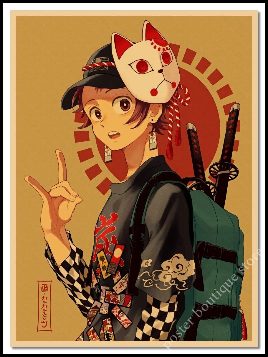 Японский аниме Demon Slayer крафт плакат: Kimetsu no Yaiba Kamado Tanjirou Kamado Nezuko настенный стикер с изображением домашнего декора - Цвет: 13