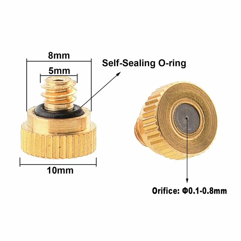Brass Misting Nozzle 0 1 0 8mm Orifice Threaded 10 24 Unc Water Mister Parts Fog Nozzle For Patio Misting System Outdoor Cooling Sprayers Aliexpress