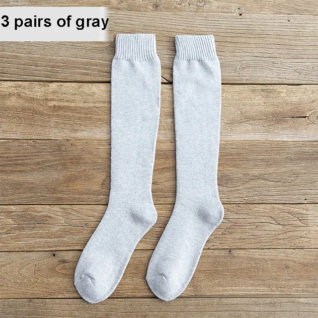 3 gray 6 шт. = 3 пары, мужские зимние компрессионные чулки, Зимние гольфы, махровые носки, хлопковые плотные носки до середины икры, размер 38-44 - Color: 3 gray