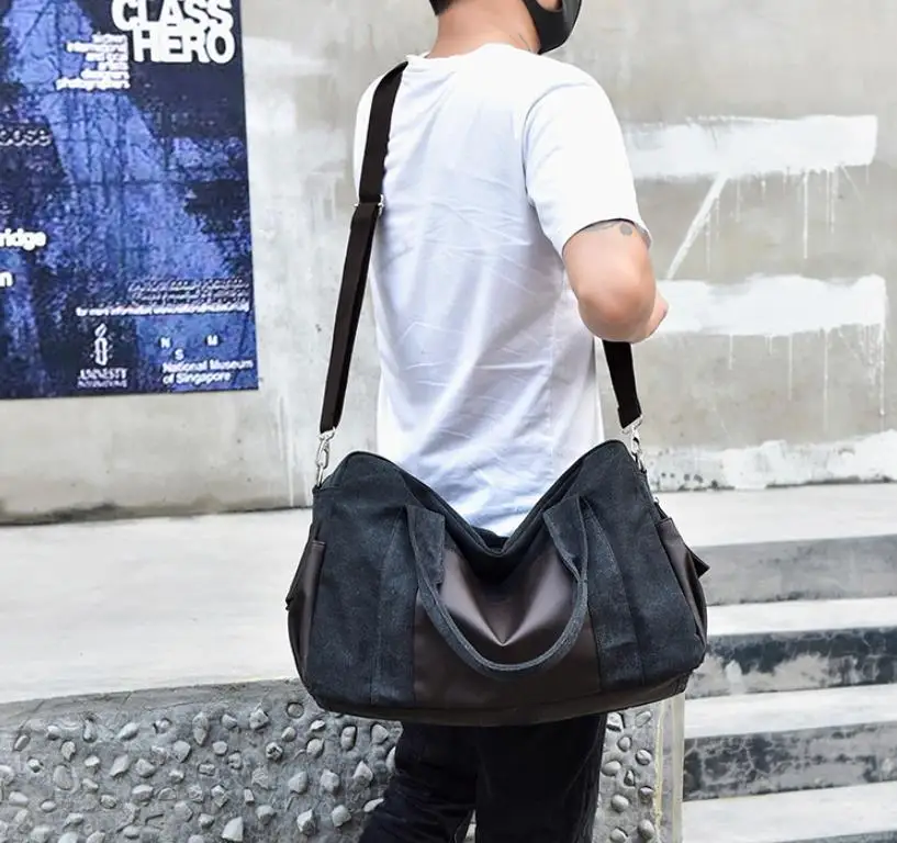Large Capacity Men Travel Bags Vintage Canvas Women Weekend Traveling Duffle Tote Crossbody Bags Casual Male Trip Shoulder Bags
