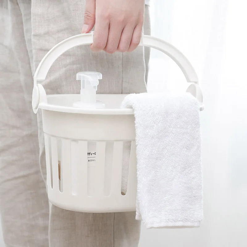 1 PC Plastic Hanging Shower Basket with Handle for Bathroom Multi-Function Home Kitchen Drain Storage Holder Sundries Basket