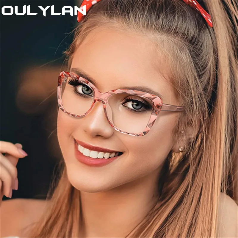 Oulylan Rhombus Wave Vintage Glasses Frame Women Transparent Optical Spectacles Retro Computer Eyeglasses for Students | Аксессуары для