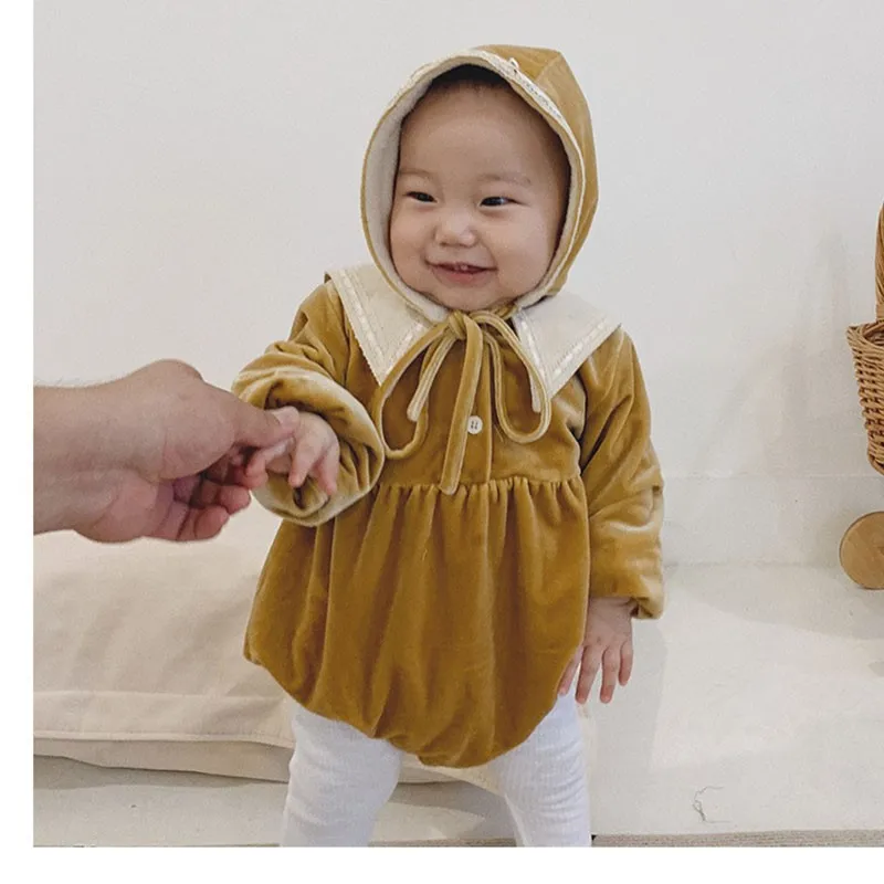 

Baby Rompers Christmas Newborn Boys Girls Jumpsuits Children's Overalls With Cute Hat Plus Velet Thickening Infant Kids Outfits