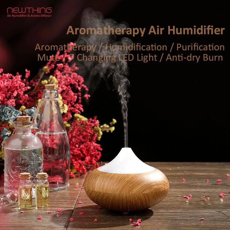

100ml Aroma Air Humidifier Wooden Essential Oil Diffuser Aromatherapy Electric Ultrasonic cool Mist Maker Led Lamp for Home