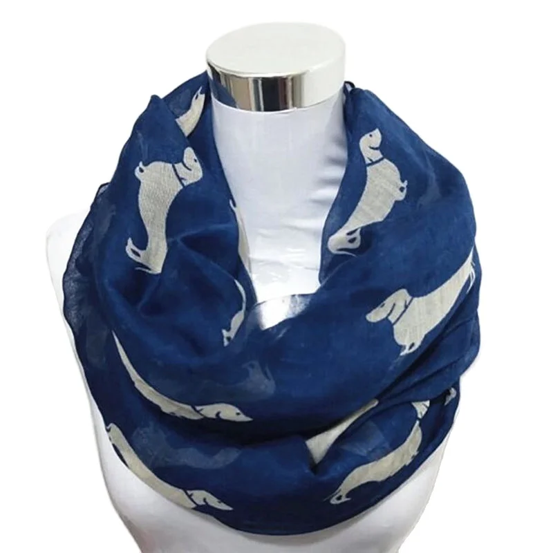 Шарф-вуаль хлопковый Женский с принтом таксы в горошек 10 шт./лот |