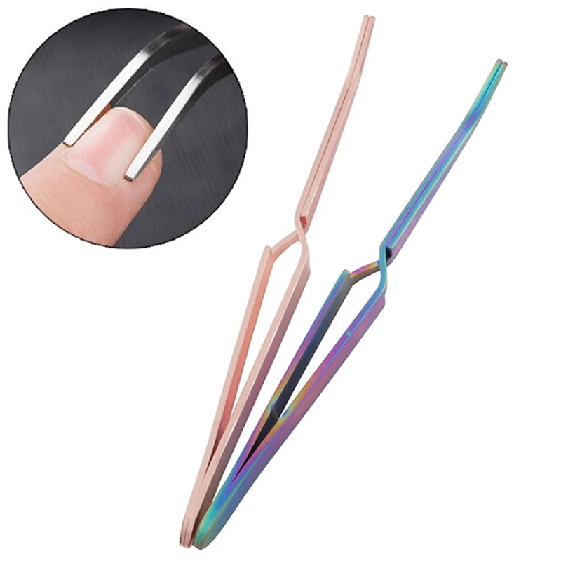 

1XNail Art Stainless Steel Cross Lock Shaping Tweezers Manicure Finger Nipper Clip Tips