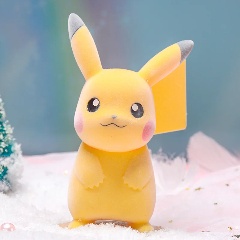 1/12 Anime Figure Fuzzy Bulbasaur Charmander Squirtle Pikach Cute Action Figures Pocket Monsters Doll Collectible Model For Toy