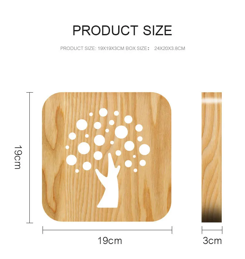 Tree Shape 3D Night Lighting Wooden LED Night Light USB Night Lamp Home Decoration Lamp for Baby Children Kids Gift (3)