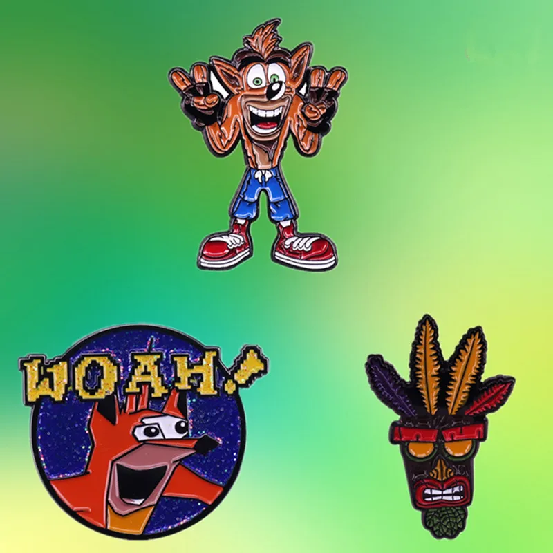 Crash Cortex Colpisce La Schiena Aku Aku Woah Smalto Pin Strega Dottore Spirit Mask Popolare Meme Videogioco Spilla