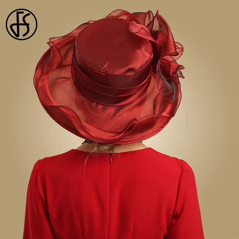 Женская винтажная шляпка от солнца FS розовая Шляпка из органзы с широкими полями