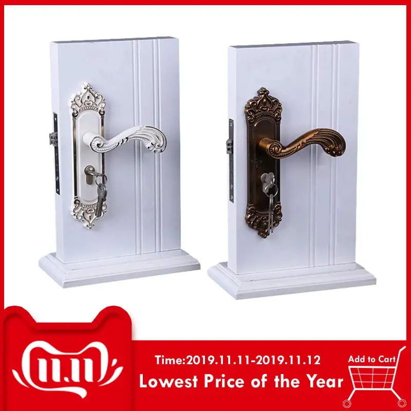 

Anti-theft Vintage Mute Door Lock European Style Retro Bedroom Door Handle Lock Interior Room Safety Door Lock Anti-Smashing