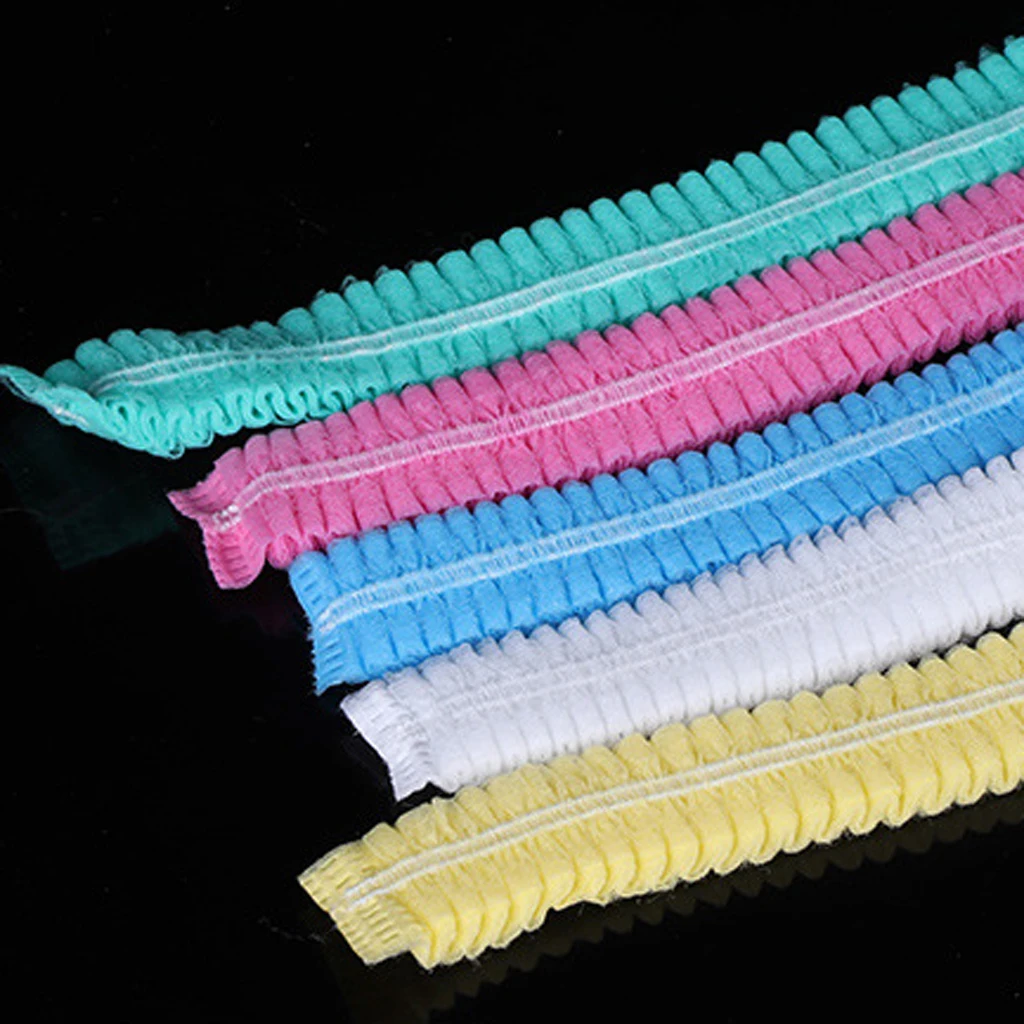 100x Disposable Mob Cap Non Woven Anti Dust Hat Head Cover Food Catering Kitchen Disposable Hair Net Cap